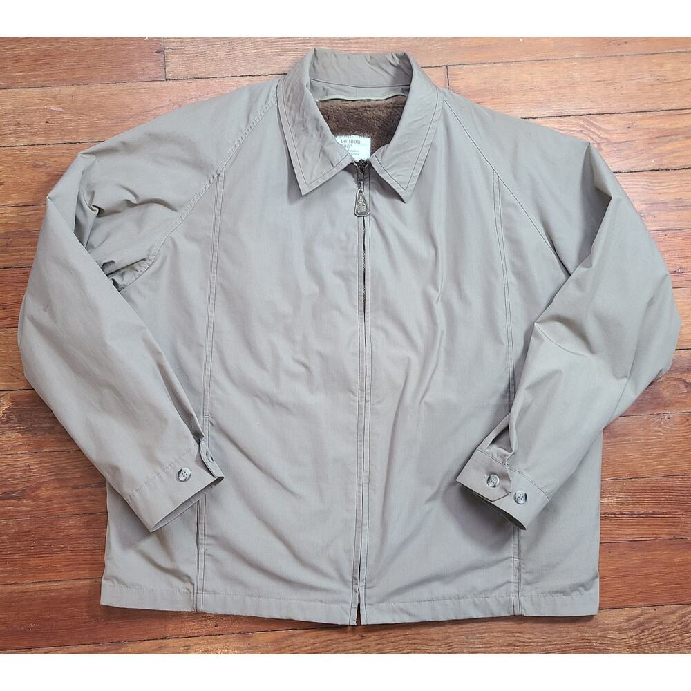 Vintage London Fog Harrington Jacket Men's 46 Reg Beige Zip Out Lining Pockets